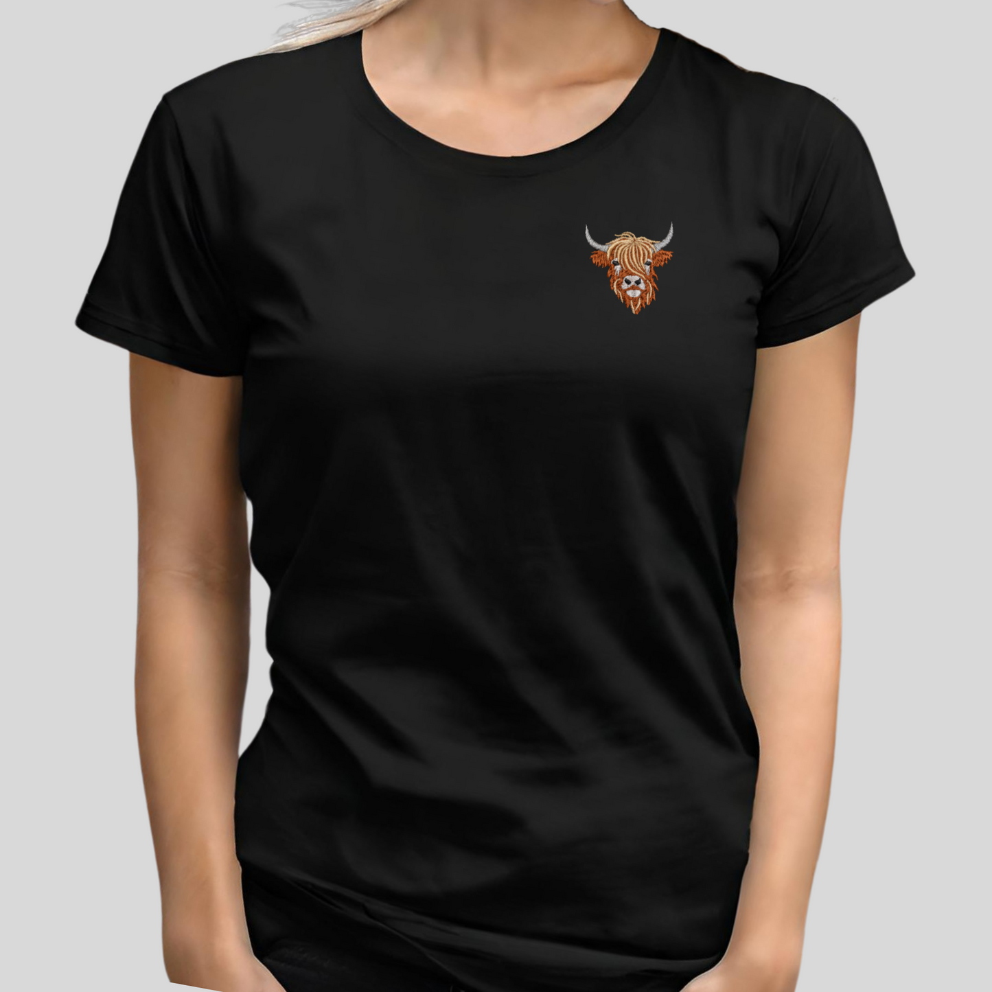 gesticktes Hochlandrind (Damen T-Shirt)