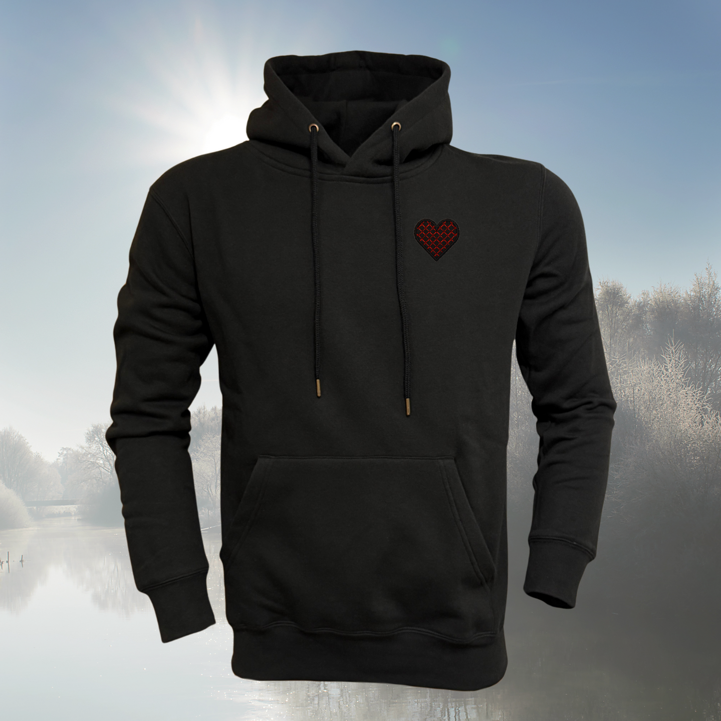 besticktes Herz mit Muster (Unisex Hoodie)