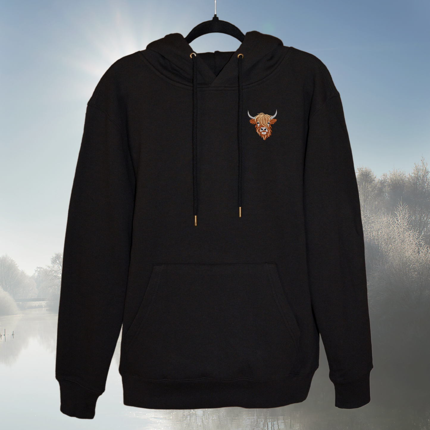 besticktes Hochlandrind (Unisex Hoodie)