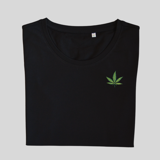 gesticktes Cannabisblatt (Damen T-Shirt)